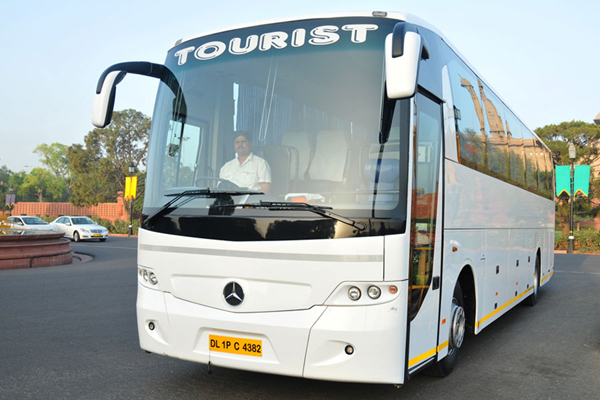 Mercedes Washroom Bus - Mercedes Bus With Toilet 38 Seater Hire - Car Rental Delhi